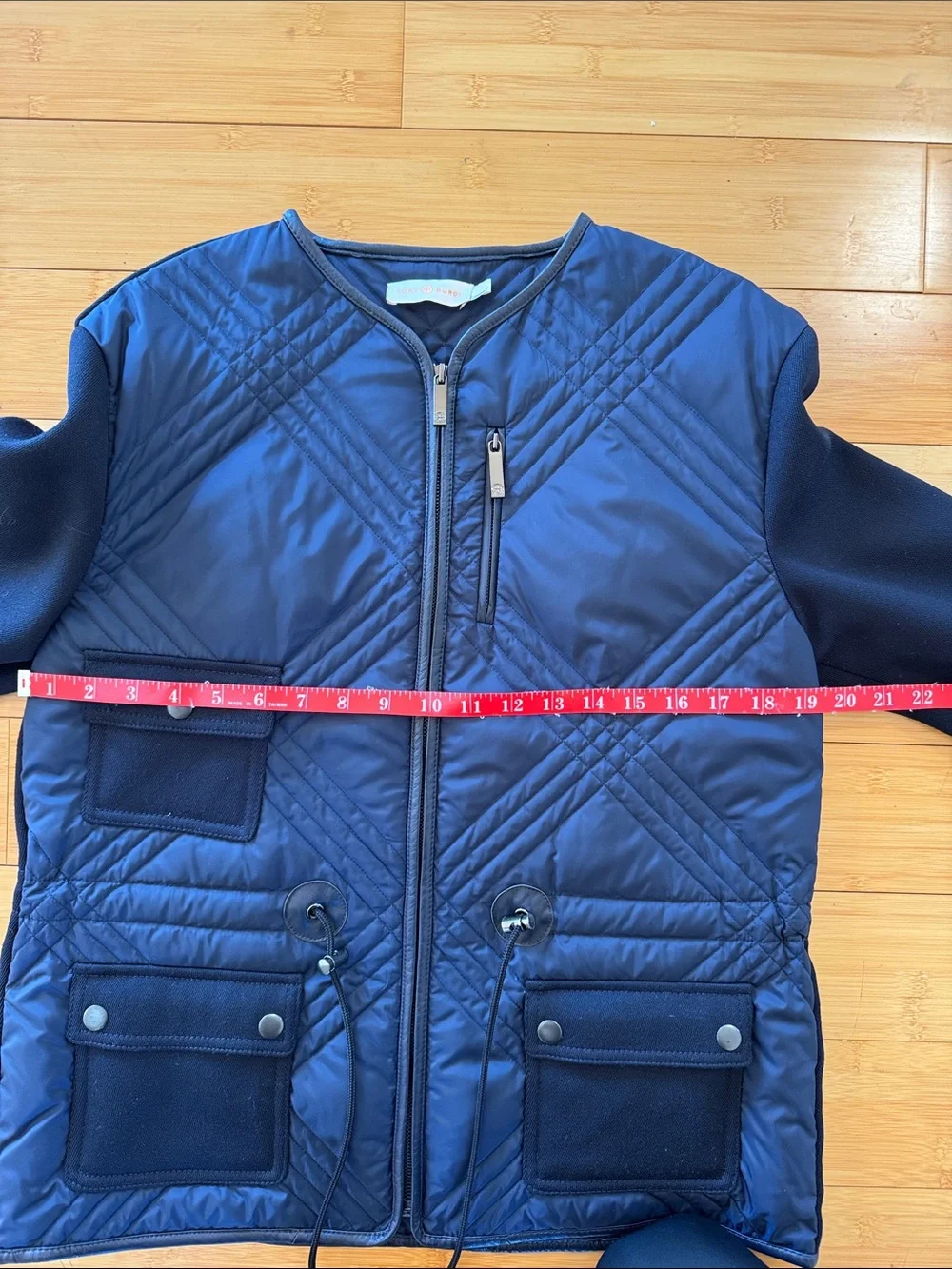 Tory Burch Navy Quilted Utility Jacket with Patch Pockets - Picture 2 of 5
